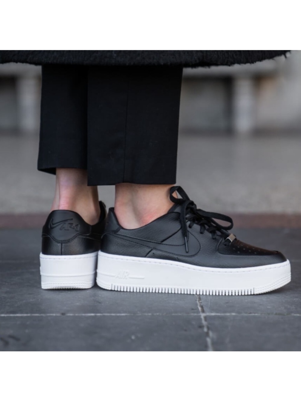 Nike Air Force 1 Sage Low Platform Sneaker Black White (Women's)